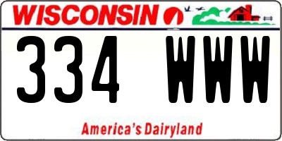 WI license plate 334WWW