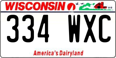WI license plate 334WXC