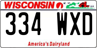 WI license plate 334WXD
