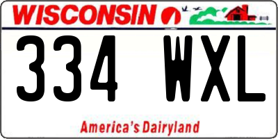 WI license plate 334WXL