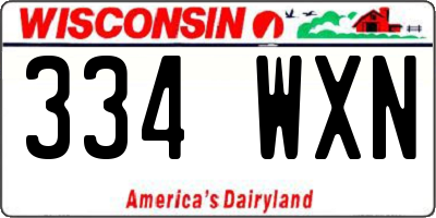 WI license plate 334WXN