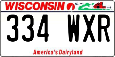 WI license plate 334WXR