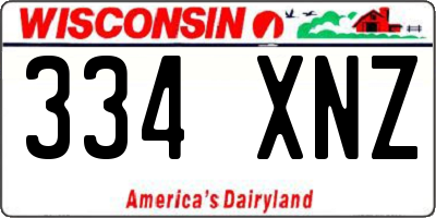 WI license plate 334XNZ