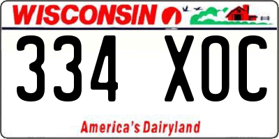 WI license plate 334XOC