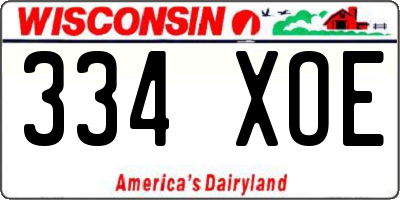 WI license plate 334XOE