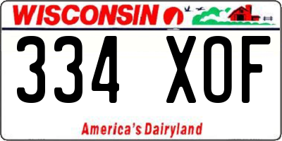 WI license plate 334XOF