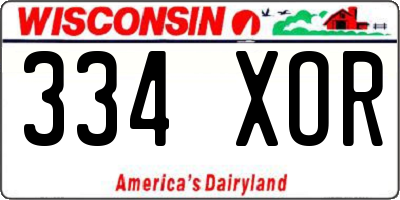 WI license plate 334XOR