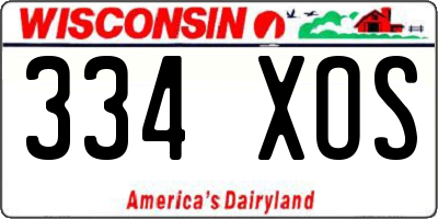 WI license plate 334XOS