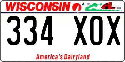 WI license plate 334XOX