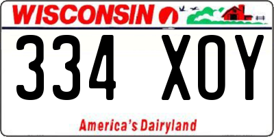 WI license plate 334XOY