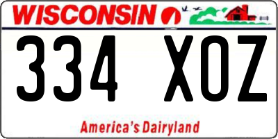 WI license plate 334XOZ