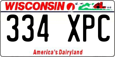WI license plate 334XPC
