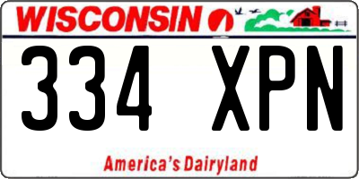WI license plate 334XPN