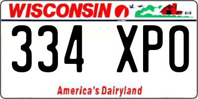 WI license plate 334XPO