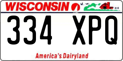 WI license plate 334XPQ