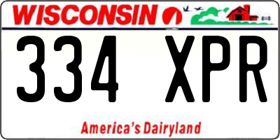 WI license plate 334XPR