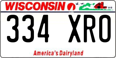 WI license plate 334XRO