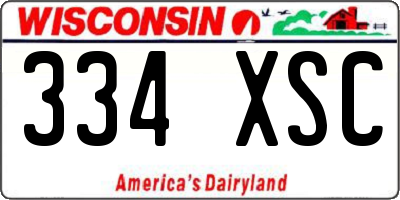 WI license plate 334XSC