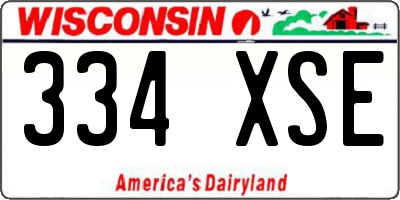 WI license plate 334XSE