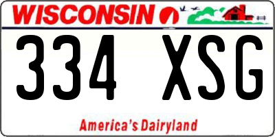 WI license plate 334XSG