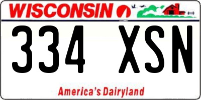 WI license plate 334XSN