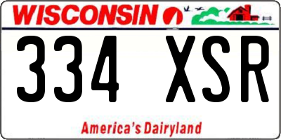 WI license plate 334XSR