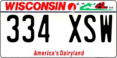 WI license plate 334XSW