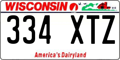 WI license plate 334XTZ