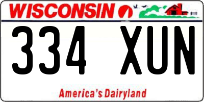 WI license plate 334XUN