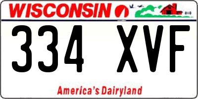 WI license plate 334XVF