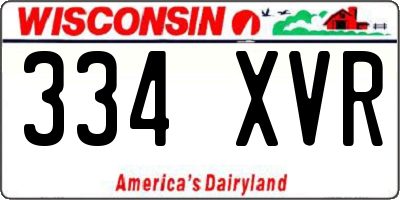 WI license plate 334XVR