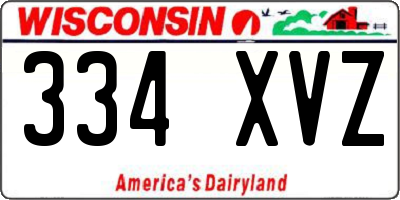WI license plate 334XVZ