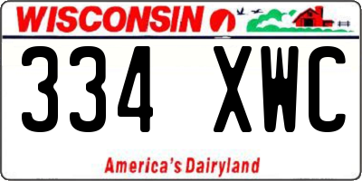 WI license plate 334XWC