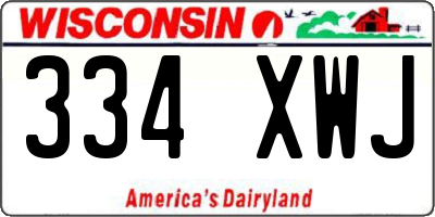 WI license plate 334XWJ