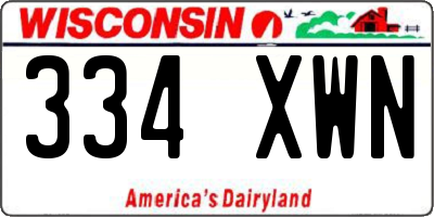 WI license plate 334XWN