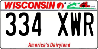 WI license plate 334XWR