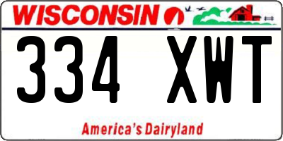 WI license plate 334XWT