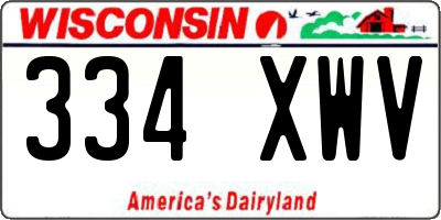 WI license plate 334XWV
