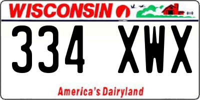 WI license plate 334XWX
