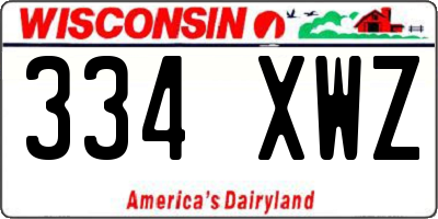 WI license plate 334XWZ