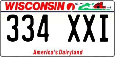 WI license plate 334XXI