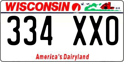 WI license plate 334XXO