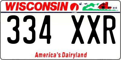 WI license plate 334XXR