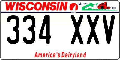 WI license plate 334XXV