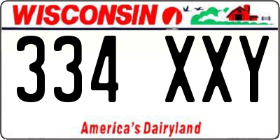 WI license plate 334XXY