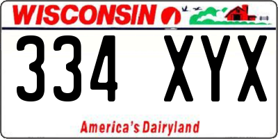 WI license plate 334XYX