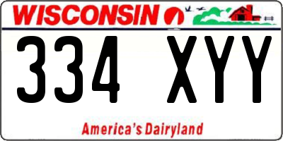 WI license plate 334XYY
