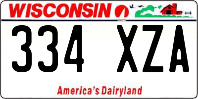 WI license plate 334XZA