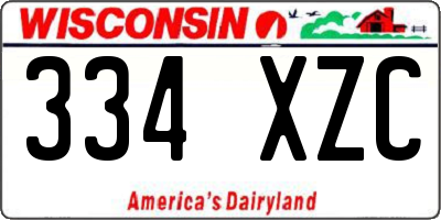 WI license plate 334XZC