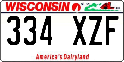 WI license plate 334XZF